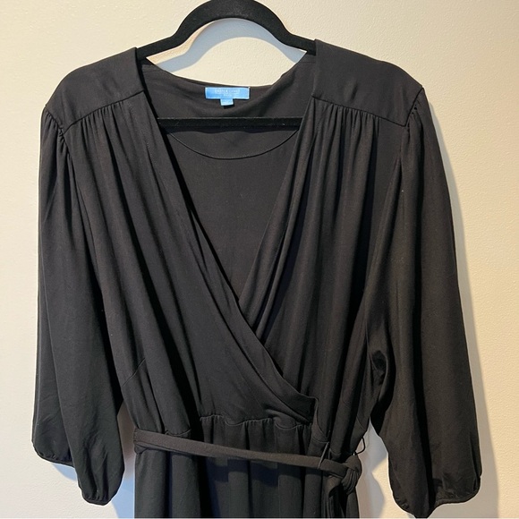 Draper James RSVP Plus Size Womens Midi Knit Wrap Dress Black Belted 3XL NWT - Picture 4 of 16